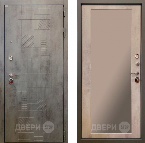 Дверь Ратибор Тетрис 3К с зеркалом Бетон светлый
