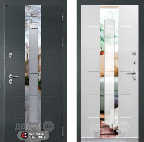 Входная металлическая Дверь Лабиринт (LABIRINT) Тундра с терморазрывом и стеклопакетом
