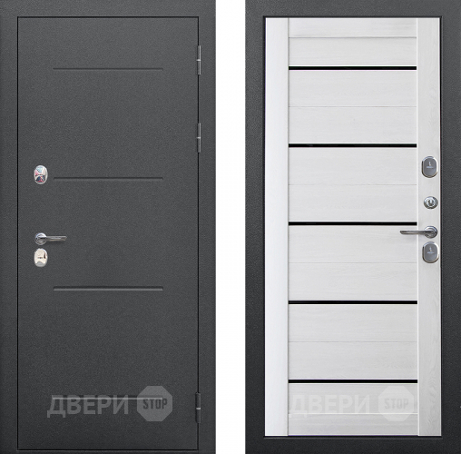 Входная металлическая Дверь Цитадель Isoterma Серебро/Астана милки (черная лакобель)
