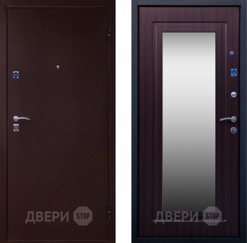 Входная металлическая Дверь СТОП Медь ЗЕРКАЛО Венге
