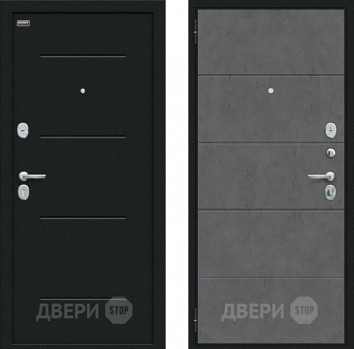 Входная металлическая Дверь внутреннего открывания Bravo Граффити-1 Инсайд Букле черное/Slate Art