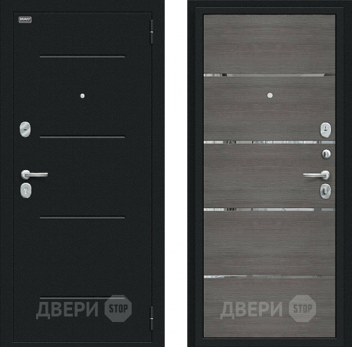 Входная металлическая Дверь Bravo Лайн Букле черное/Grey Veralinga