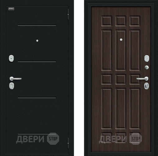 Входная металлическая Дверь Bravo Мило Букле черное/Wenge Veralinga