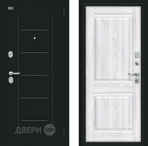 Входная металлическая Дверь Bravo Некст Kale Букле черное/Riviera Ice