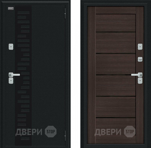 Входная металлическая Дверь Bravo Thermo Техно Декор Букле черное/Wenge Veralinga