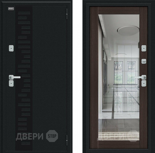 Входная металлическая Дверь Bravo Thermo Флэш Декор Букле черное/Wenge Veralinga