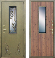 Дверь Йошкар с окном и ковкой 860х2050 мм