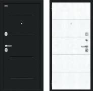 Дверь внутреннего открывания Bravo Граффити-1 Инсайд Букле черное/Snow Art 860х2050 мм