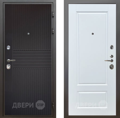 Входная металлическая Дверь Шелтер (SHELTER) Комфорт Черная шагрень 4 Белый матовый