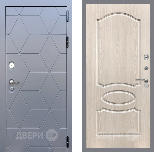 Входная металлическая Дверь Стоп КОСМО ФЛ-128 Беленый дуб