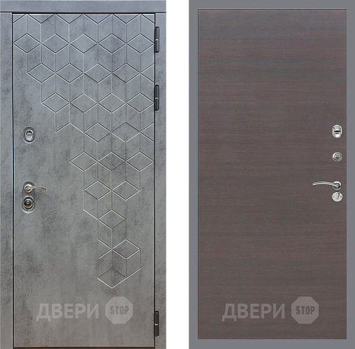 Входная металлическая Дверь Стоп БЕТОН Гладкая венге поперечный