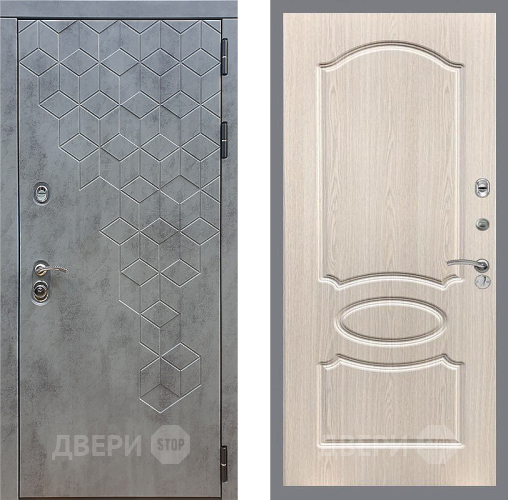 Входная металлическая Дверь Стоп БЕТОН ФЛ-128 Беленый дуб