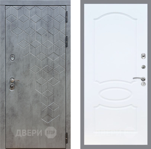 Входная металлическая Дверь Стоп БЕТОН ФЛ-128 Белый ясень