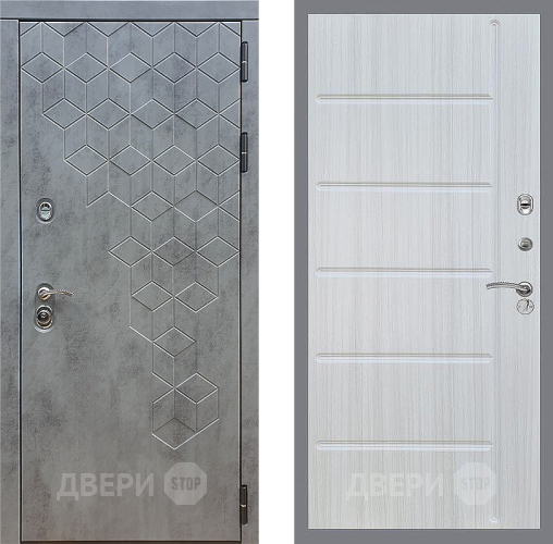Входная металлическая Дверь Стоп БЕТОН ФЛ-102 Сандал белый