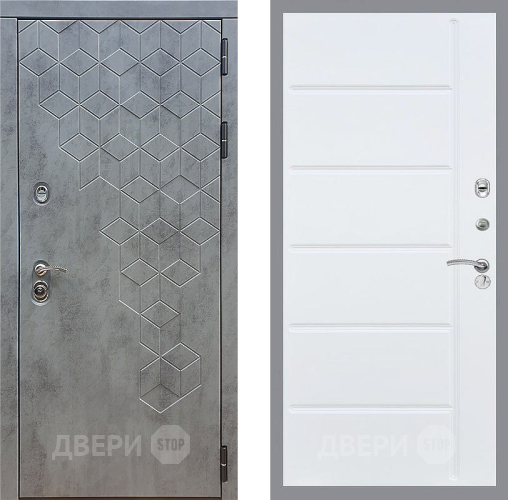 Входная металлическая Дверь Стоп БЕТОН ФЛ-102 Белый ясень