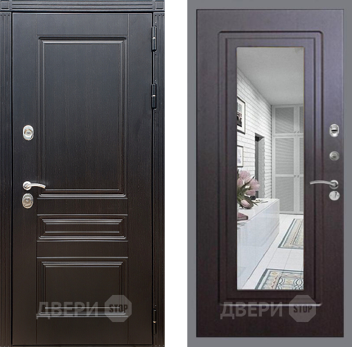 Входная металлическая Дверь Стоп МЕГАПОЛИС Зеркало ФЛ-120 Венге