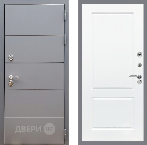 Входная металлическая Дверь Стоп АРТ ГРАФИТ ФЛ-117 Силк Сноу