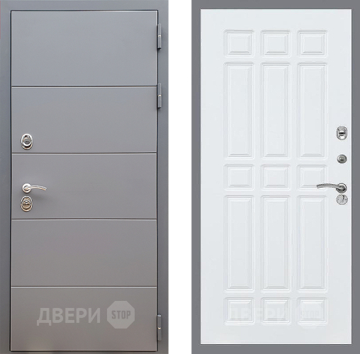 Входная металлическая Дверь Стоп АРТ ГРАФИТ ФЛ-33 Силк Сноу