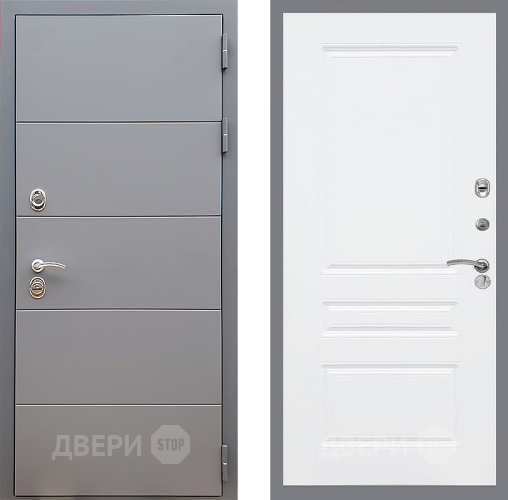 Входная металлическая Дверь Стоп АРТ ГРАФИТ ФЛ-243 Силк Сноу