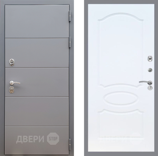 Входная металлическая Дверь Стоп АРТ ГРАФИТ ФЛ-128 Белый ясень