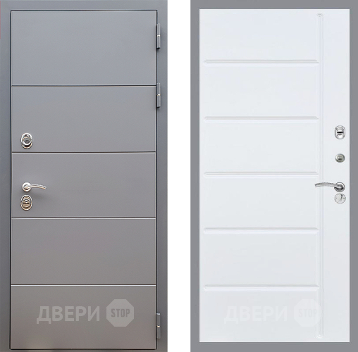 Входная металлическая Дверь Стоп АРТ ГРАФИТ ФЛ-102 Белый ясень