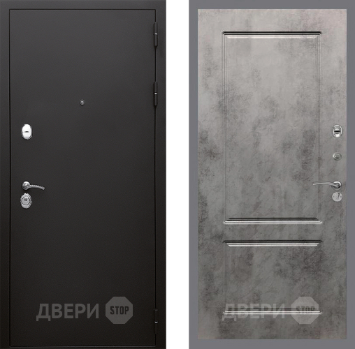 Входная металлическая Дверь Стоп КЛАССИК Шагрень ФЛ-117 Бетон темный