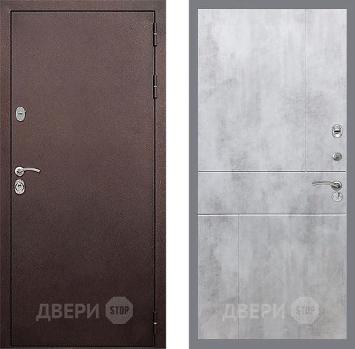 Входная металлическая Дверь Стоп КЛАССИК Медь ФЛ-290 Бетон светлый