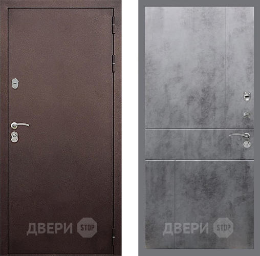Входная металлическая Дверь Стоп КЛАССИК Медь ФЛ-290 Бетон темный
