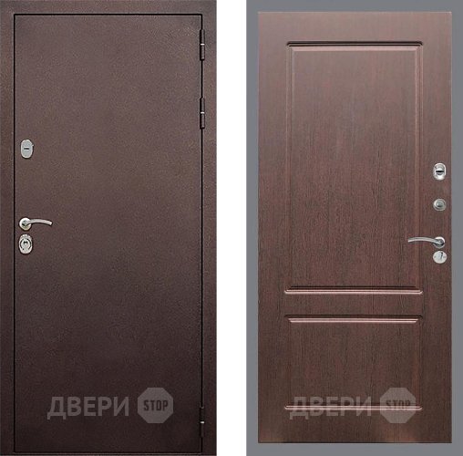 Входная металлическая Дверь Стоп КЛАССИК Медь ФЛ-117 Орех премиум