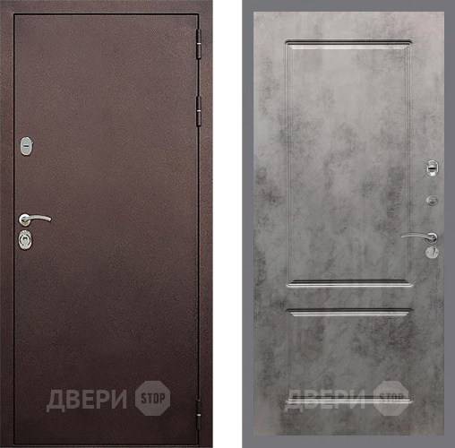 Входная металлическая Дверь Стоп КЛАССИК Медь ФЛ-117 Бетон темный