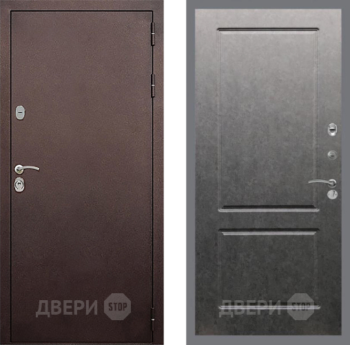 Дверь Стоп КЛАССИК Медь ФЛ-117 Штукатурка графит