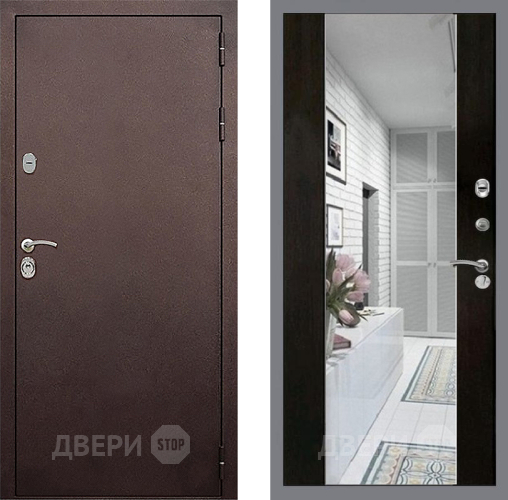 Входная металлическая Дверь Стоп КЛАССИК Медь Зеркало СБ-16 Венге