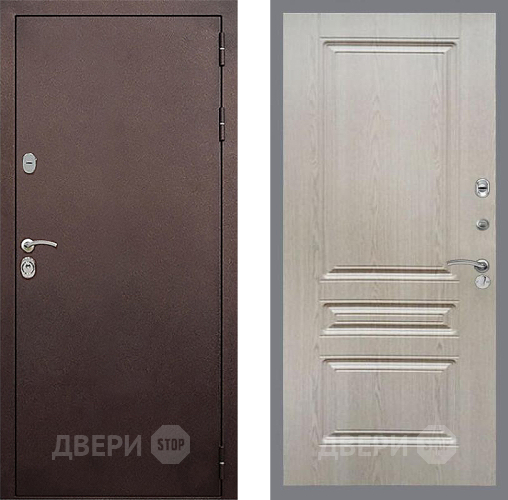 Входная металлическая Дверь Стоп КЛАССИК Медь ФЛ-243 Беленый дуб