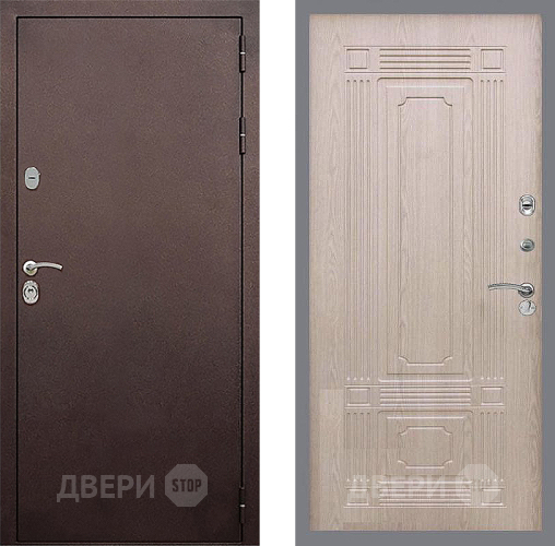 Входная металлическая Дверь Стоп КЛАССИК Медь ФЛ-2 Беленый дуб