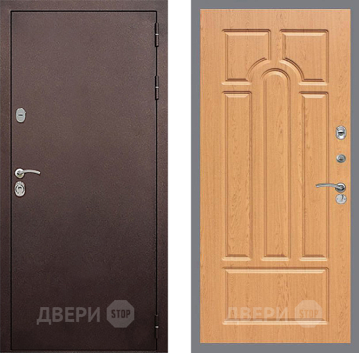 Входная металлическая Дверь Стоп КЛАССИК Медь ФЛ-58 Дуб