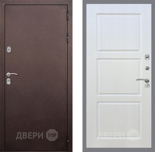 Входная металлическая Дверь Стоп КЛАССИК Медь ФЛ-3 Лиственница беж