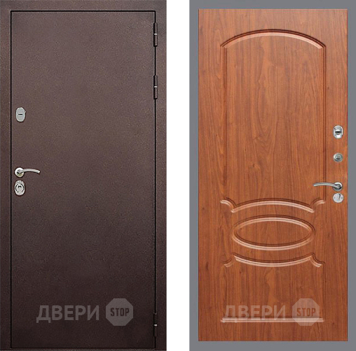 Входная металлическая Дверь Стоп КЛАССИК Медь ФЛ-128 Береза мореная