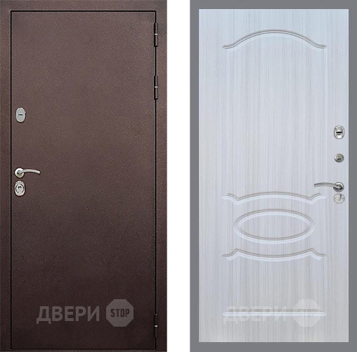 Входная металлическая Дверь Стоп КЛАССИК Медь ФЛ-128 Сандал белый