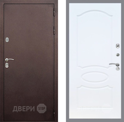 Входная металлическая Дверь Стоп КЛАССИК Медь ФЛ-128 Белый ясень