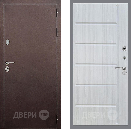 Входная металлическая Дверь Стоп КЛАССИК Медь ФЛ-102 Сандал белый