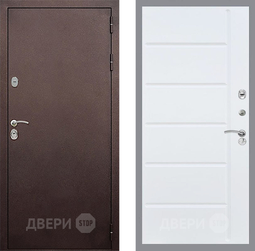 Входная металлическая Дверь Стоп КЛАССИК Медь ФЛ-102 Белый ясень