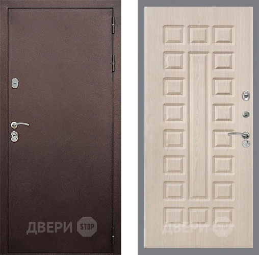 Входная металлическая Дверь Стоп КЛАССИК Медь ФЛ-183 Беленый дуб