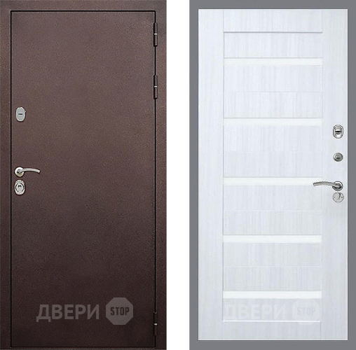 Входная металлическая Дверь Стоп КЛАССИК Медь СБ-14 Сандал белый