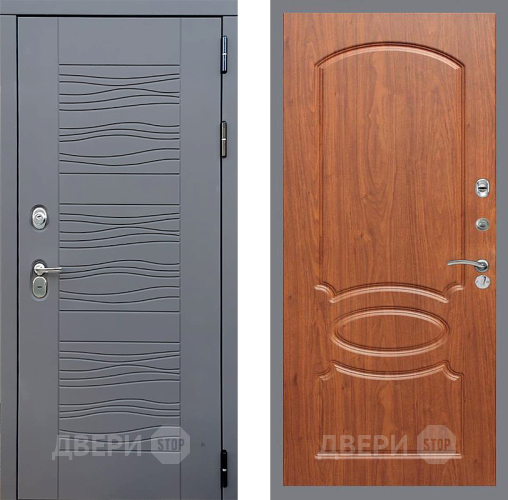 Входная металлическая Дверь Стоп СКАНДИ ФЛ-128 Береза мореная
