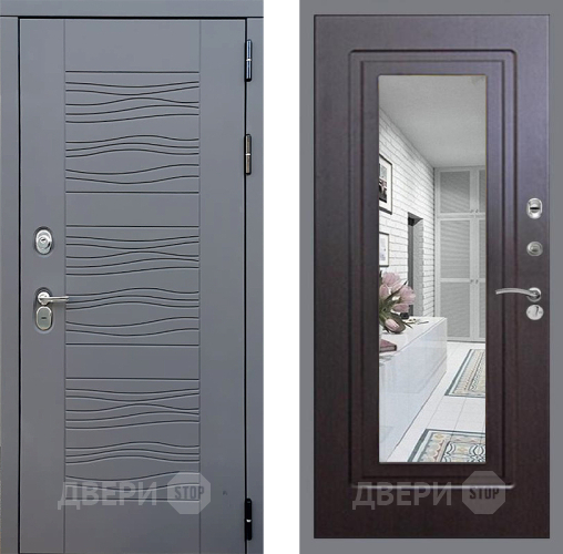 Входная металлическая Дверь Стоп СКАНДИ Зеркало ФЛ-120 Венге