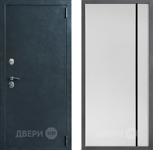 Входная металлическая Дверь Дверной континент ДК-70 Дизайн ФЛ-757 Черное Стекло Софт милк