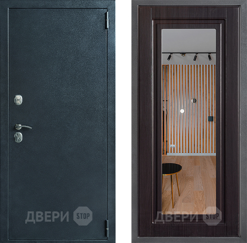Входная металлическая Дверь Дверной континент ДК-70 Дизайн ФЛЗ Зеркало Венге