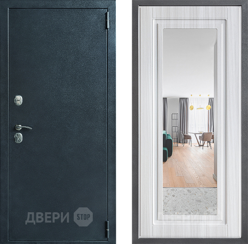 Входная металлическая Дверь Дверной континент ДК-70 Дизайн ФЛЗ Зеркало Сандал белый