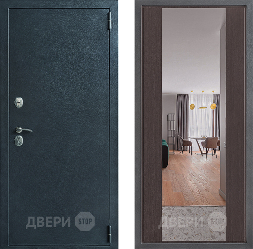 Входная металлическая Дверь Дверной континент ДК-70 Дизайн ФЛЗ-1 Зеркало Венге