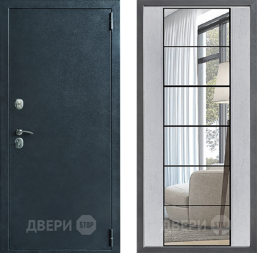 Дверь Дверной континент ДК-70 Дизайн ФЛЗ-2 Зеркало Бетон светлый
